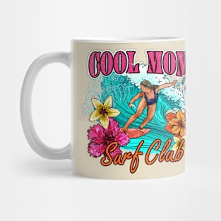 Cool mom surf club, summer vibes with ocean, surf Mug